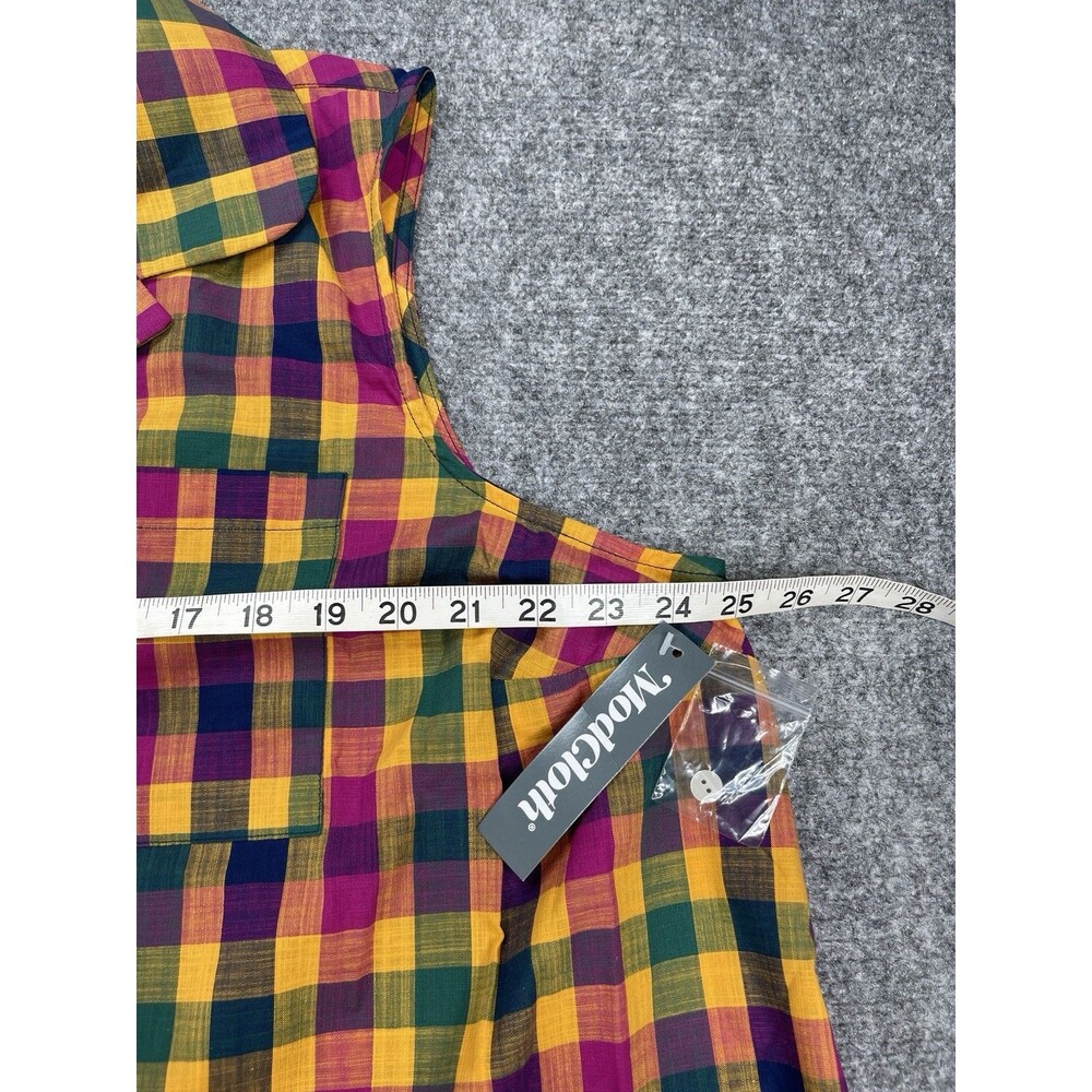 ModCloth Sleeveless Top Womens 2X Button Front Plaid Cotton NEW W Tags - Picture 7 of 10
